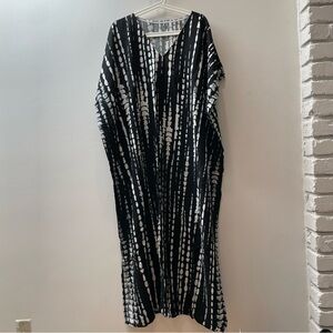 Black and White Striped Kaftan Dress